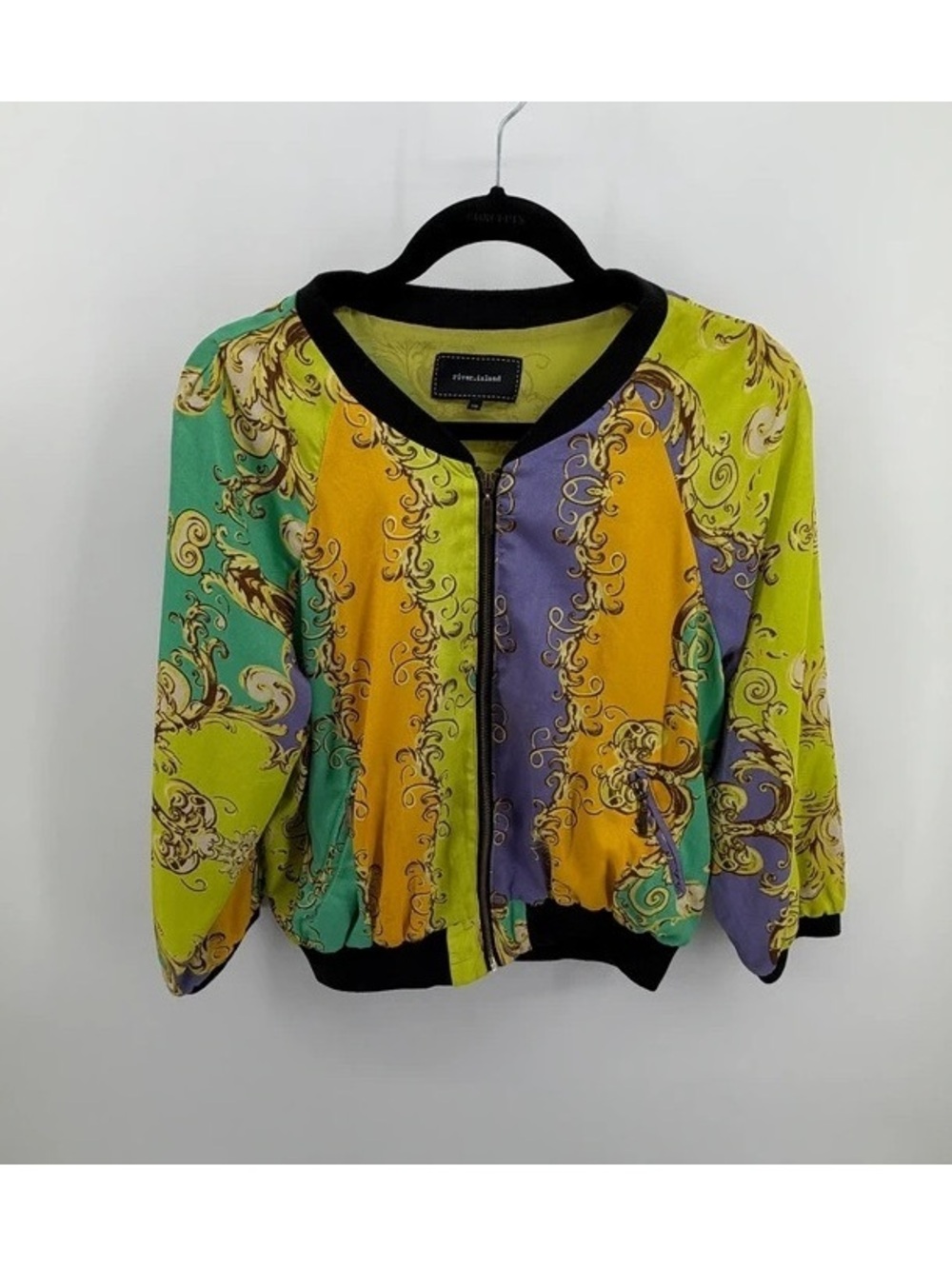 River Island Baroque Bomber Jacket Women’s UK 10 Multicolor Ornate Print